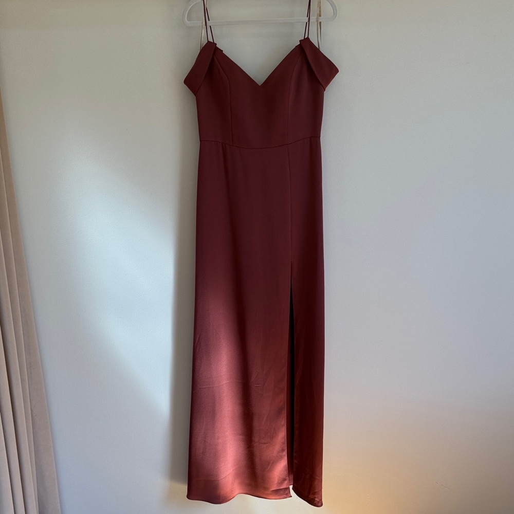 Jenny Yoo Luxe Satin English rose  bridesmaid dress.